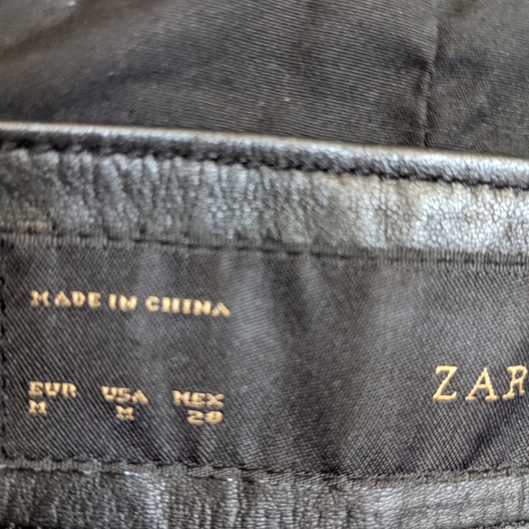 Zara women's studded leather biker jacket small medium black - Picture 12 of 15